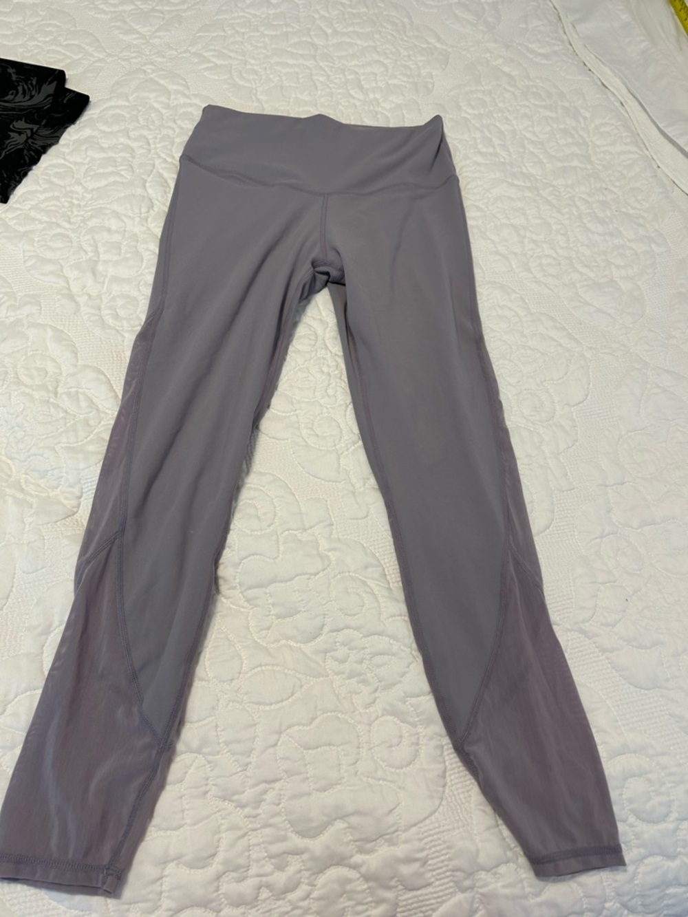 Fabletics women’s Lavender High-Waist Leggings with Mash Inserts at Ankle
